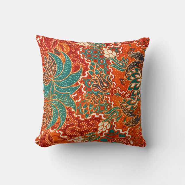 Malaysian Batik: Beautiful Art Pattern. Throw Pillow (Front)