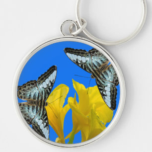 Malaysian blue clipper butterflies on Canna King Keychain