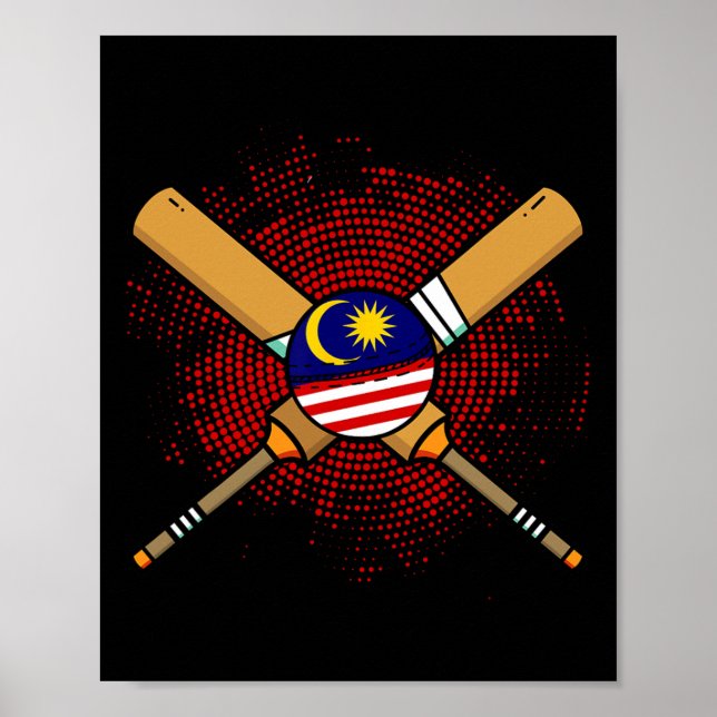 Malaysian Cricket Racket And Ll Flag Of Malaysia  Poster (Front)
