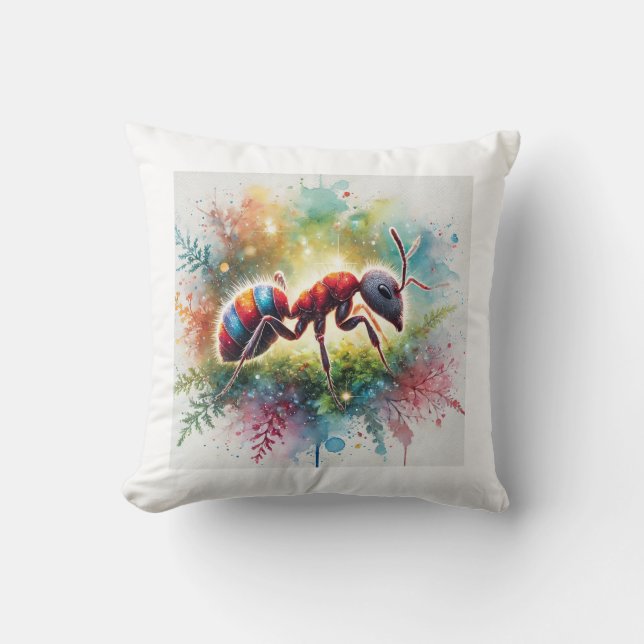 Malaysian exploding ant 221024AREF132 - Watercolor Throw Pillow (Front)