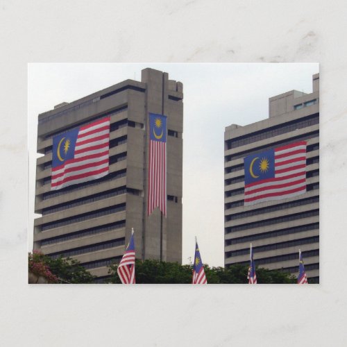 malaysian flag bldgs postcard