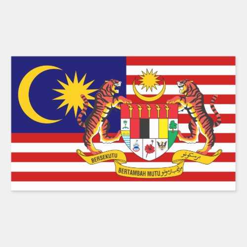 Malaysian Flag  Coat of Arms Flag of Malaysia Rectangular Sticker