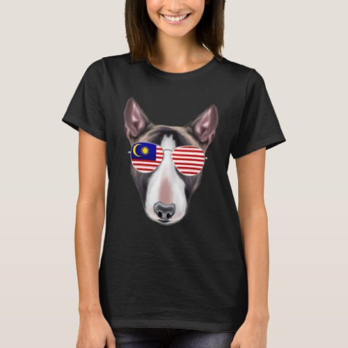 Malaysian Flag Miniature Bull Terrier Dog Malaysia T_Shirt