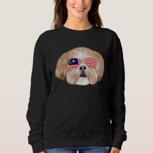 Malaysian Flag Shih Tzu Dog Malaysia Pocket Sweatshirt