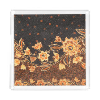 Malaysian Indonesian Batik Art Beauty Acrylic Tray