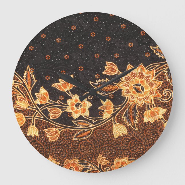 Malaysian Indonesian Batik Art Beauty Large Clock (Front)