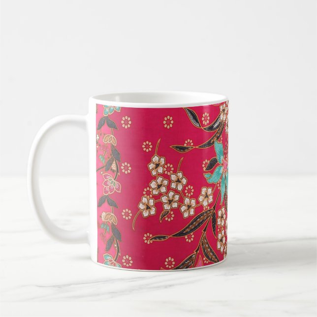 Malaysian Indonesian Batik Art Pattern Coffee Mug (Left)