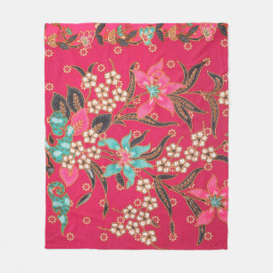 Malaysian Indonesian Batik Art Pattern Fleece Blanket