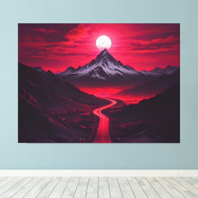 Malaysian Sunset Mountain Scene Canvas Print (Insitu(Wood Floor))