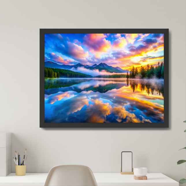 Malaysian Sunset Mountain Scene Framed Art (Home Office)