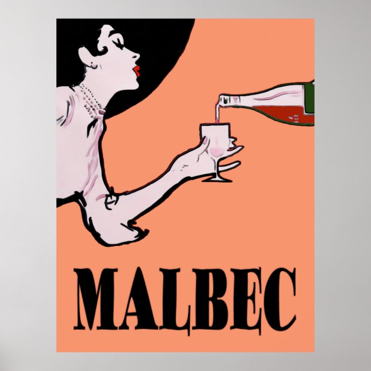 Malbec Wine Vintage Lady Posters Zazzle