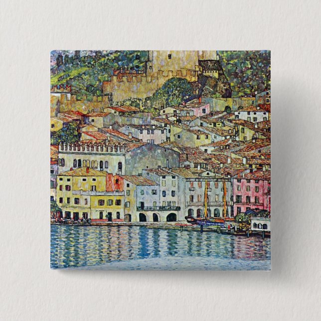 Malcena at the Gardasee by Gustav Klimt Button (Front)