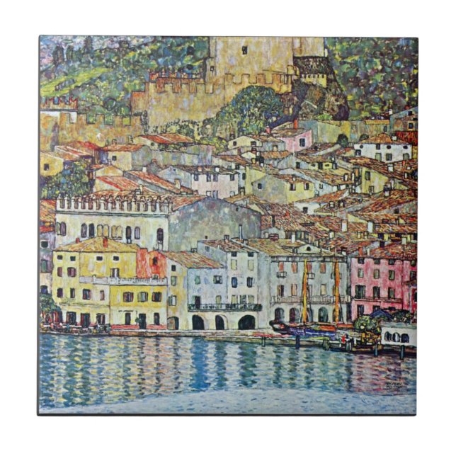 Malcena at the Gardasee by Gustav Klimt Tile (Front)