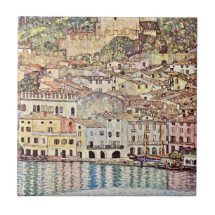 Malcesine at Lake Garda by Gustav Klimt Ceramic Tile