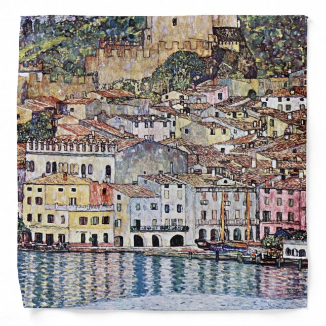 Malcesine at Lake Garda, Gustav Klimt Bandana (Front)