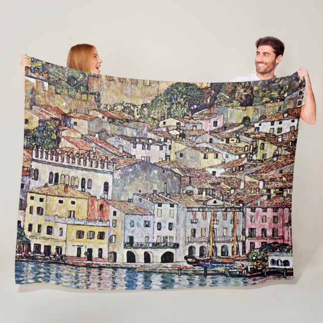Malcesine at Lake Garda, Gustav Klimt Fleece Blanket (In Situ)