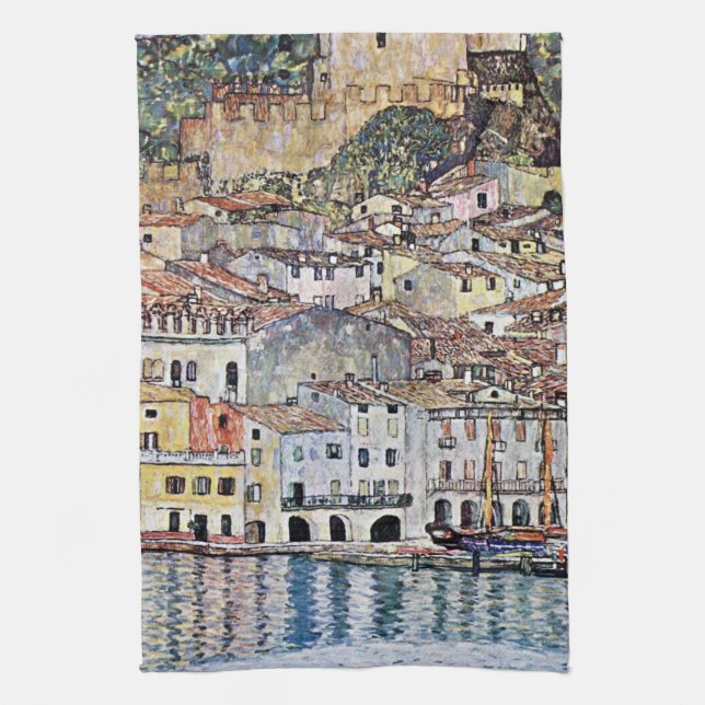 Malcesine at Lake Garda, Gustav Klimt Kitchen Towel (Vertical)