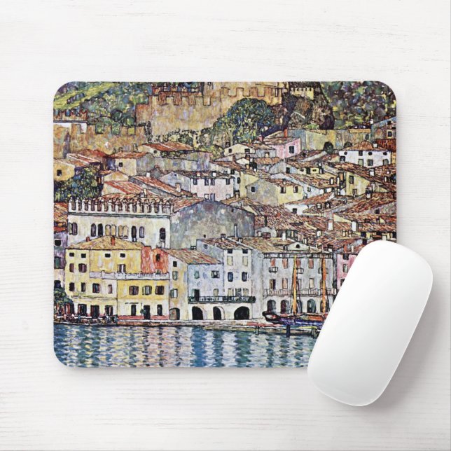 Malcesine at Lake Garda, Gustav Klimt Mouse Pad (With Mouse)