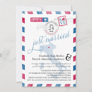 Malcesine Italy Airmail Post Wedding Reception Invitation