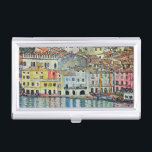Malcesine on Lake Garda By Gustav Klimt Business Card Case<br><div class="desc">Malcesine on Lake Garda (1913) by Gustav Klimt is a vintage Victorian Era Art Nouveau fine art symbolism painting. A beautiful view of the Italian city of Malcesine with buildings and houses on the edge of the harbor. The homes and boats cast a reflection in the calm water. You can...</div>