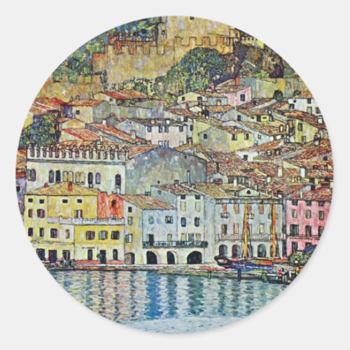 Malcesine on Lake Garda By Gustav Klimt Classic Round Sticker