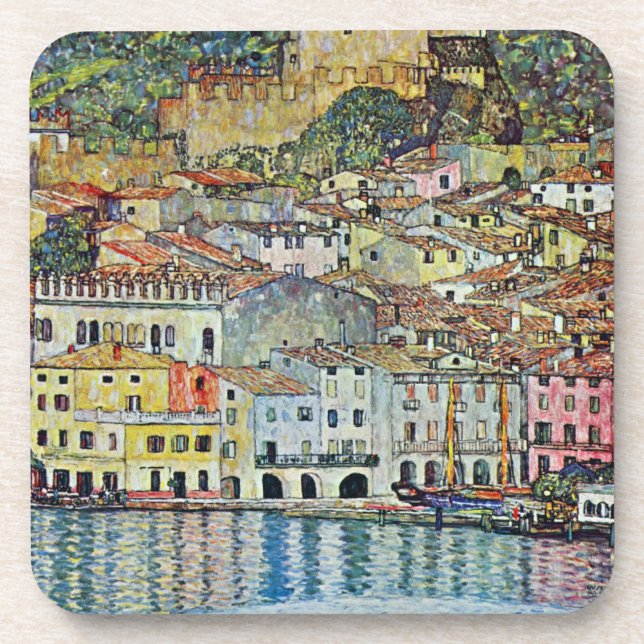 Malcesine on Lake Garda By Gustav Klimt Drink Coaster (Front)
