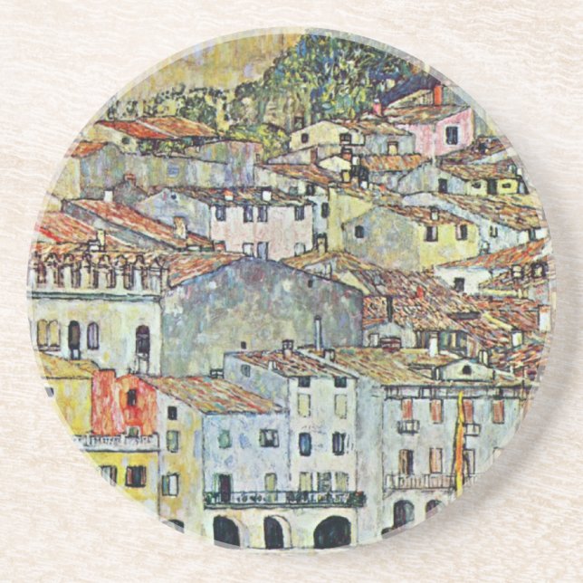 Malcesine on Lake Garda By Gustav Klimt Drink Coaster (Front)