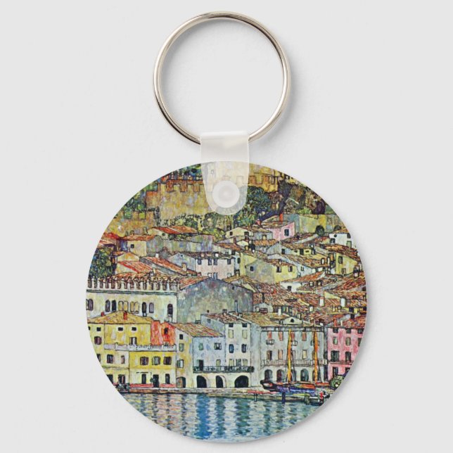 Malcesine on Lake Garda By Gustav Klimt Keychain (Front)