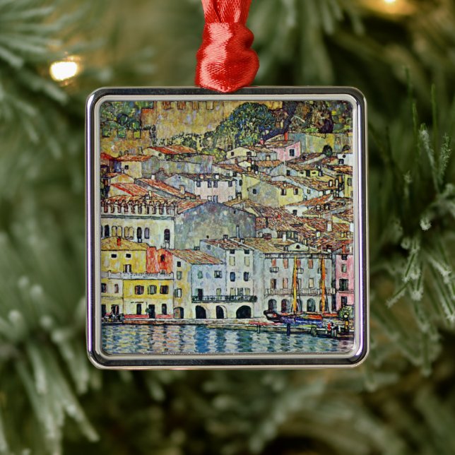 Malcesine on Lake Garda By Gustav Klimt Metal Ornament (Tree)