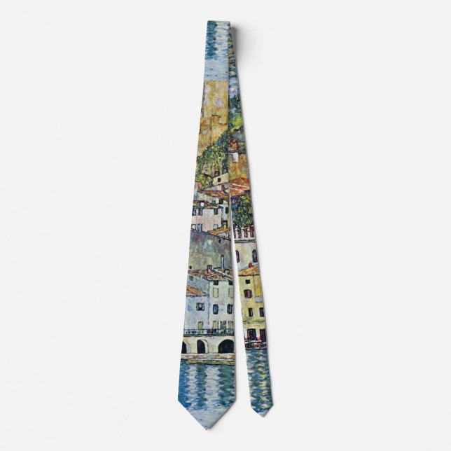 Malcesine on Lake Garda By Gustav Klimt Neck Tie (Front)