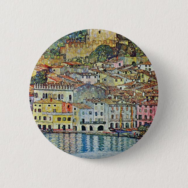 Malcesine on Lake Garda By Gustav Klimt Pinback Button (Front)