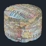 Malcesine on Lake Garda By Gustav Klimt Pouf<br><div class="desc">Malcesine on Lake Garda (1913) by Gustav Klimt is a vintage Victorian Era Art Nouveau fine art symbolism painting. A beautiful view of the Italian city of Malcesine with buildings and houses on the edge of the harbor. The homes and boats cast a reflection in the calm water. You can...</div>