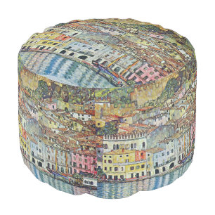 Malcesine on Lake Garda By Gustav Klimt Pouf