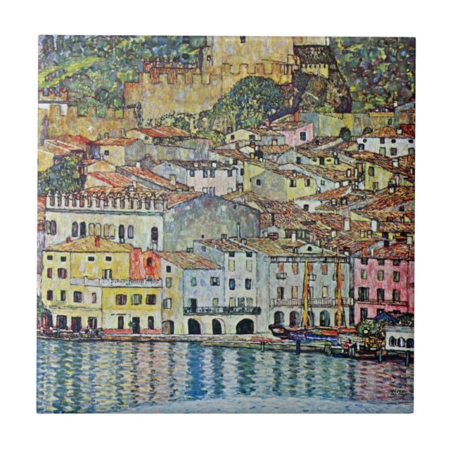 Malcesine on Lake Garda By Gustav Klimt Tile (Front)
