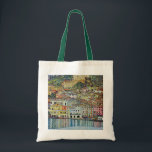 Malcesine on Lake Garda By Gustav Klimt Tote Bag<br><div class="desc">Malcesine on Lake Garda (1913) by Gustav Klimt is a vintage Victorian Era Art Nouveau fine art symbolism painting. A beautiful view of the Italian city of Malcesine with buildings and houses on the edge of the harbor. The homes and boats cast a reflection in the calm water. You can...</div>