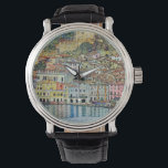 Malcesine on Lake Garda By Gustav Klimt Watch<br><div class="desc">Malcesine on Lake Garda (1913) by Gustav Klimt is a vintage Victorian Era Art Nouveau fine art symbolism painting. A beautiful view of the Italian city of Malcesine with buildings and houses on the edge of the harbor. The homes and boats cast a reflection in the calm water. You can...</div>