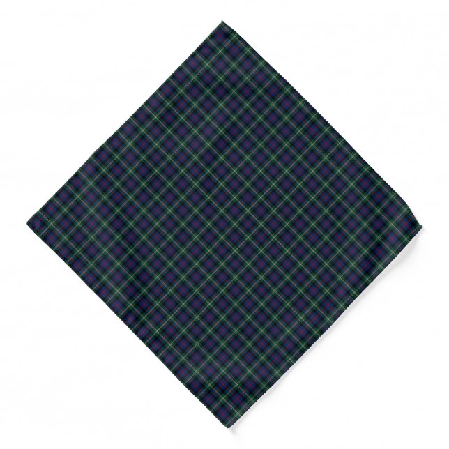 Malcolm Clan Dark Blue and Green Tartan Bandana (Front)