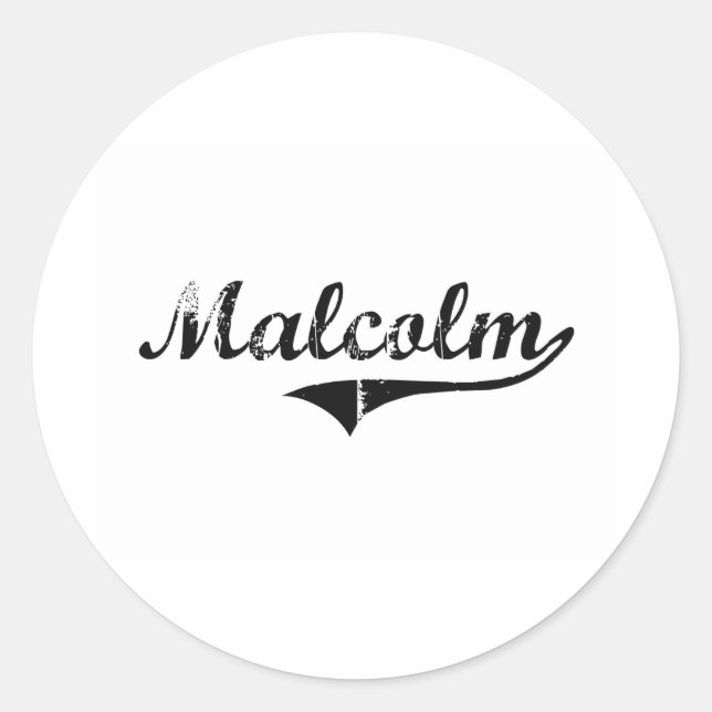 Malcolm Classic Style Name Round Sticker (Front)
