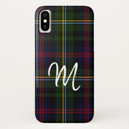 Malcolm Monogrammed Tartan Plaid iPhone X Case
