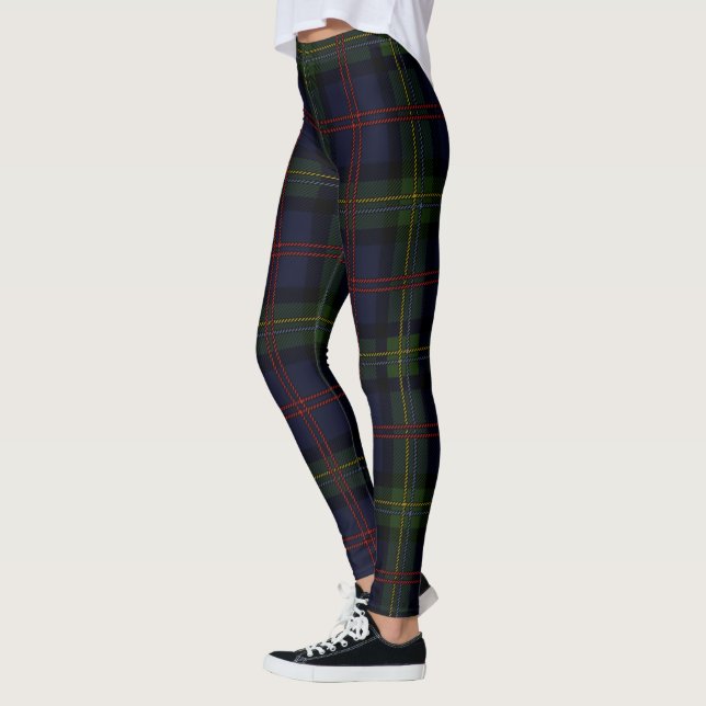 Malcolm Plaid Tartan Scottish Clan Leggings (Left)