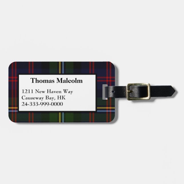 Malcolm Tartan Plaid Luggage Tag (Front Horizontal)