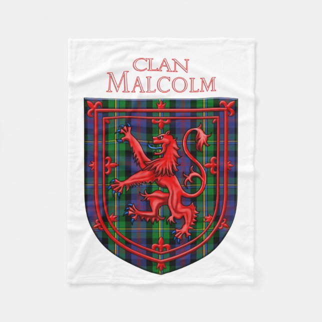 Malcolm Tartan Scottish Plaid Lion Rampant Fleece Blanket (Front)