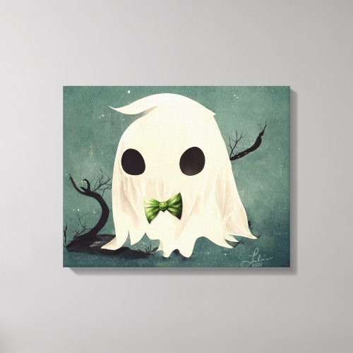 Malcom The Friendly Ghost  Cute Halloween Art Canvas Print