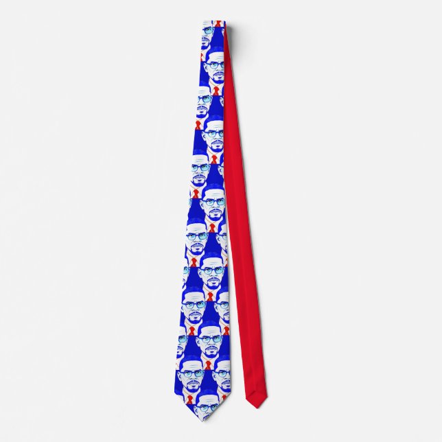 Malcom x  Portrait - Graphic Illustration Neck Tie (Front)