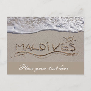 Maldives beach sign postcard