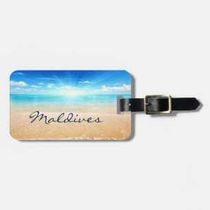 Maldives beach sunrise luggage tag