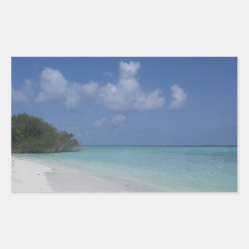 Maldives Blue Sky Sea Sand Clouds Custom Template Rectangular Sticker