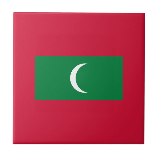 Maldives Flag Ceramic Tile (Front)