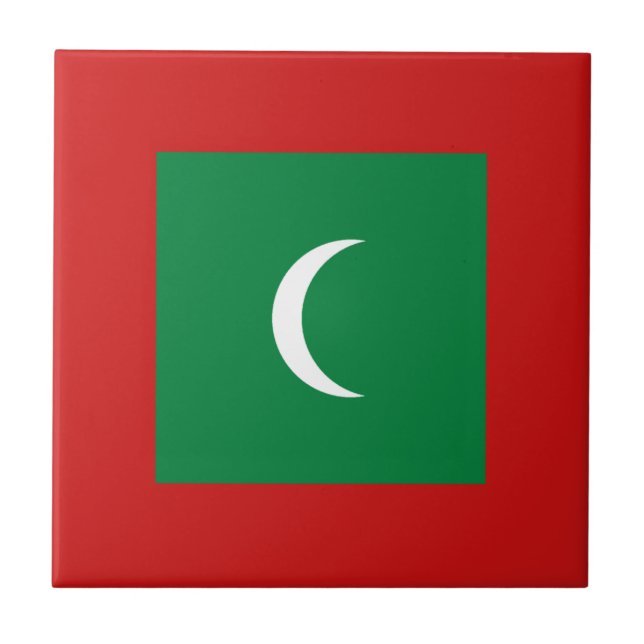 Maldives Flag Ceramic Tile (Front)