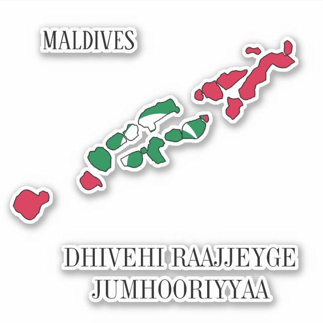Maldives Flag Charming Patriotic Map Sticker (Front)